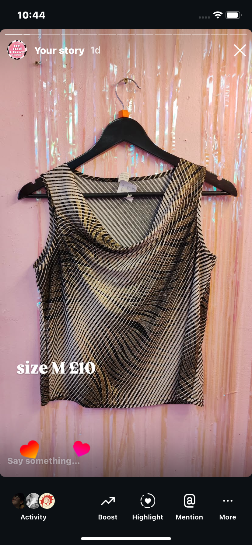 Blue Tartan Skirt and Patterned Cowl Neck Top