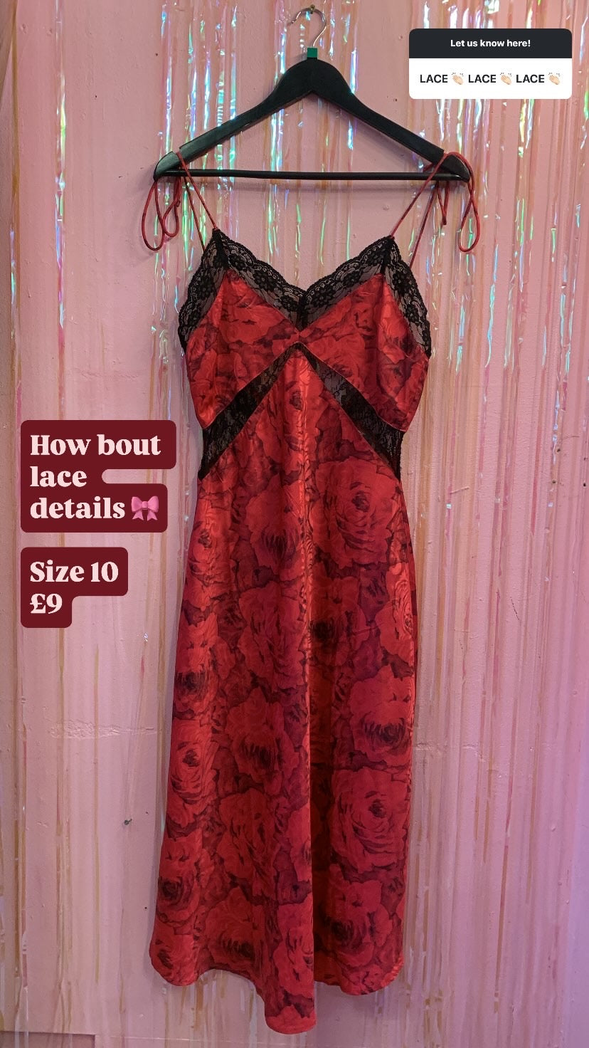 Floral slip dress with lace details