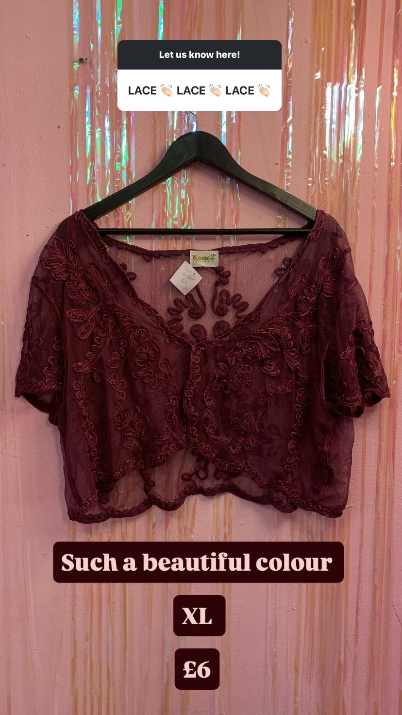 Wine Purple Lace Bolero
