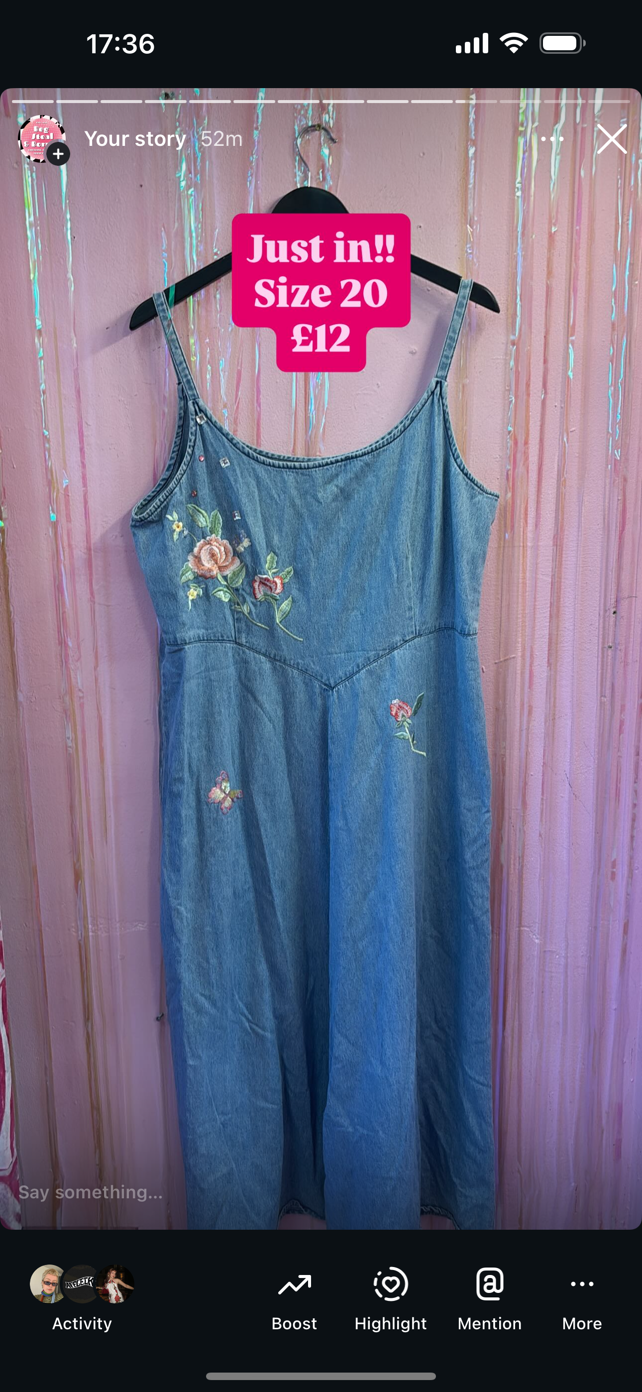 Denim and pink dress