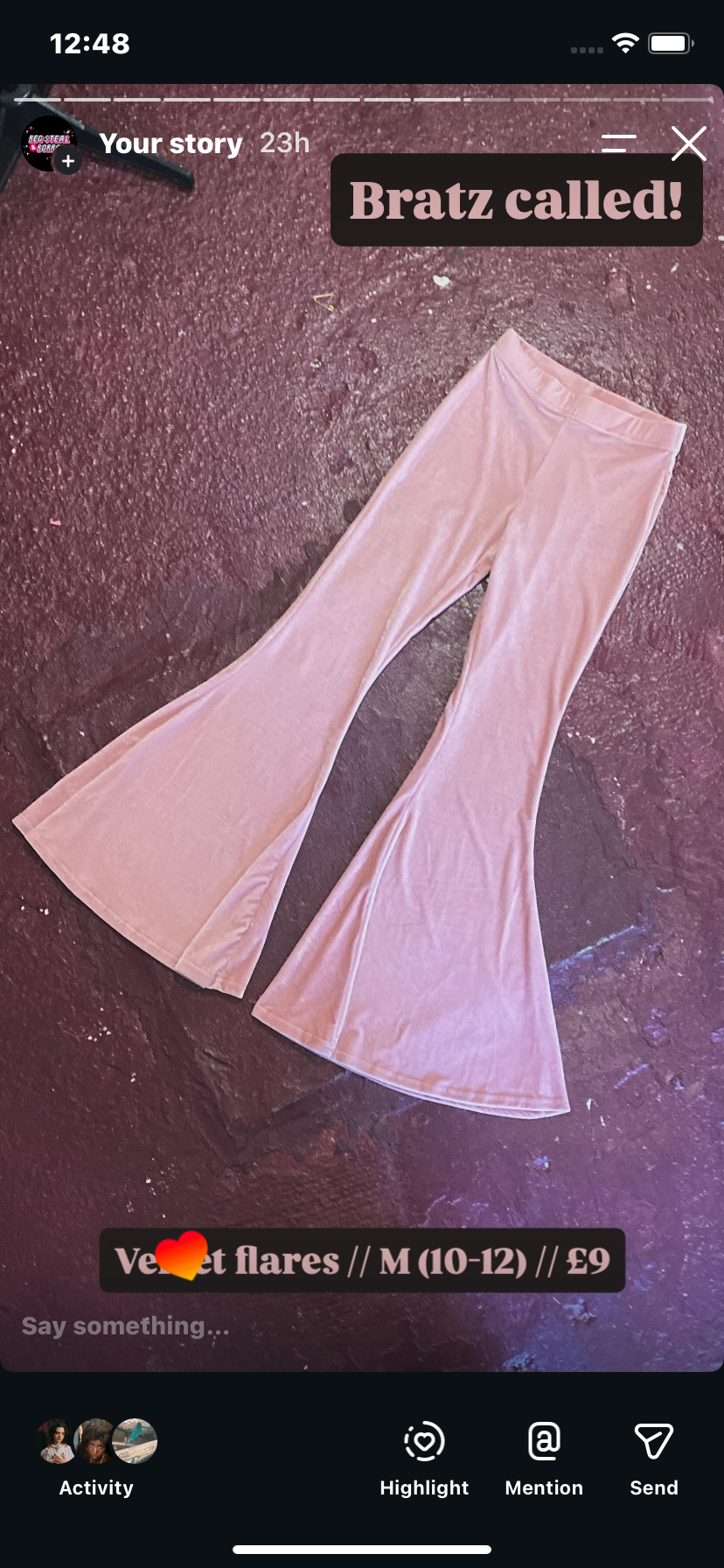 Pink velvet trousers