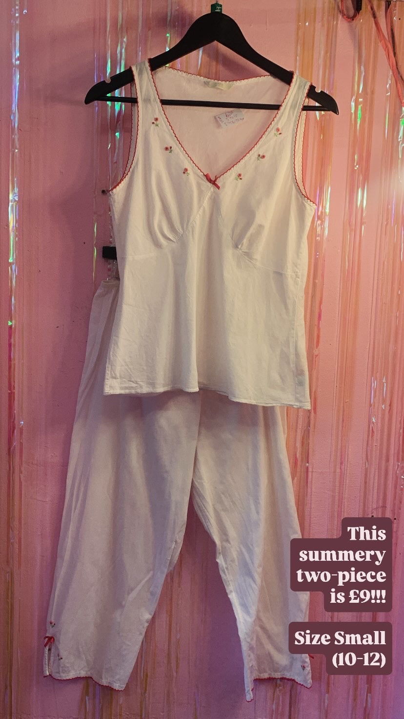 M&S white rose two piece