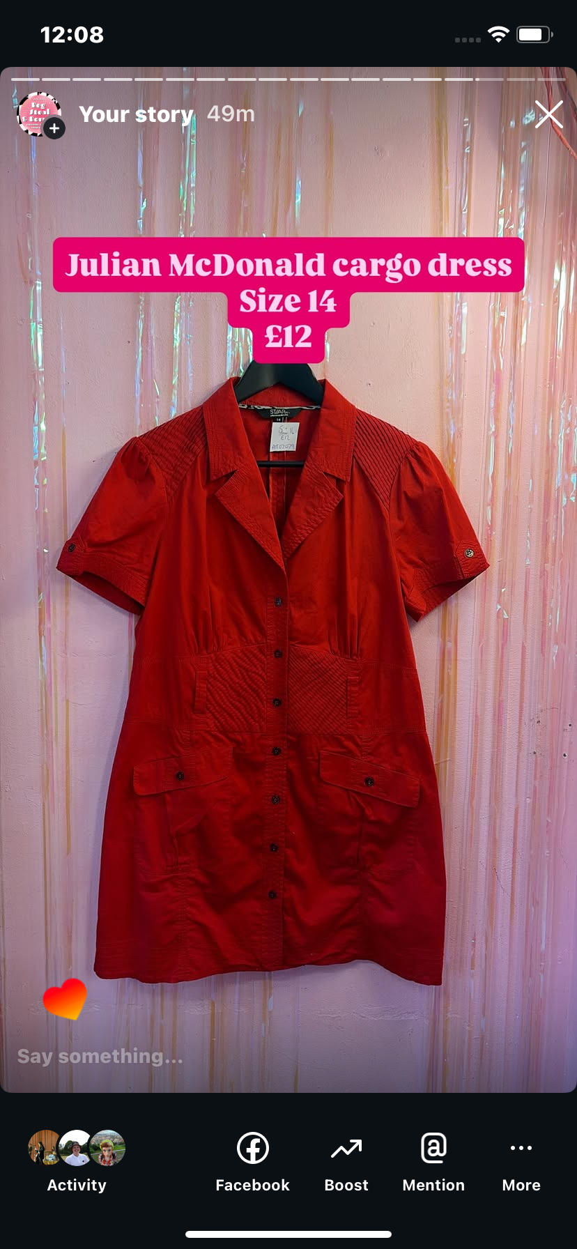 Red cargo dress