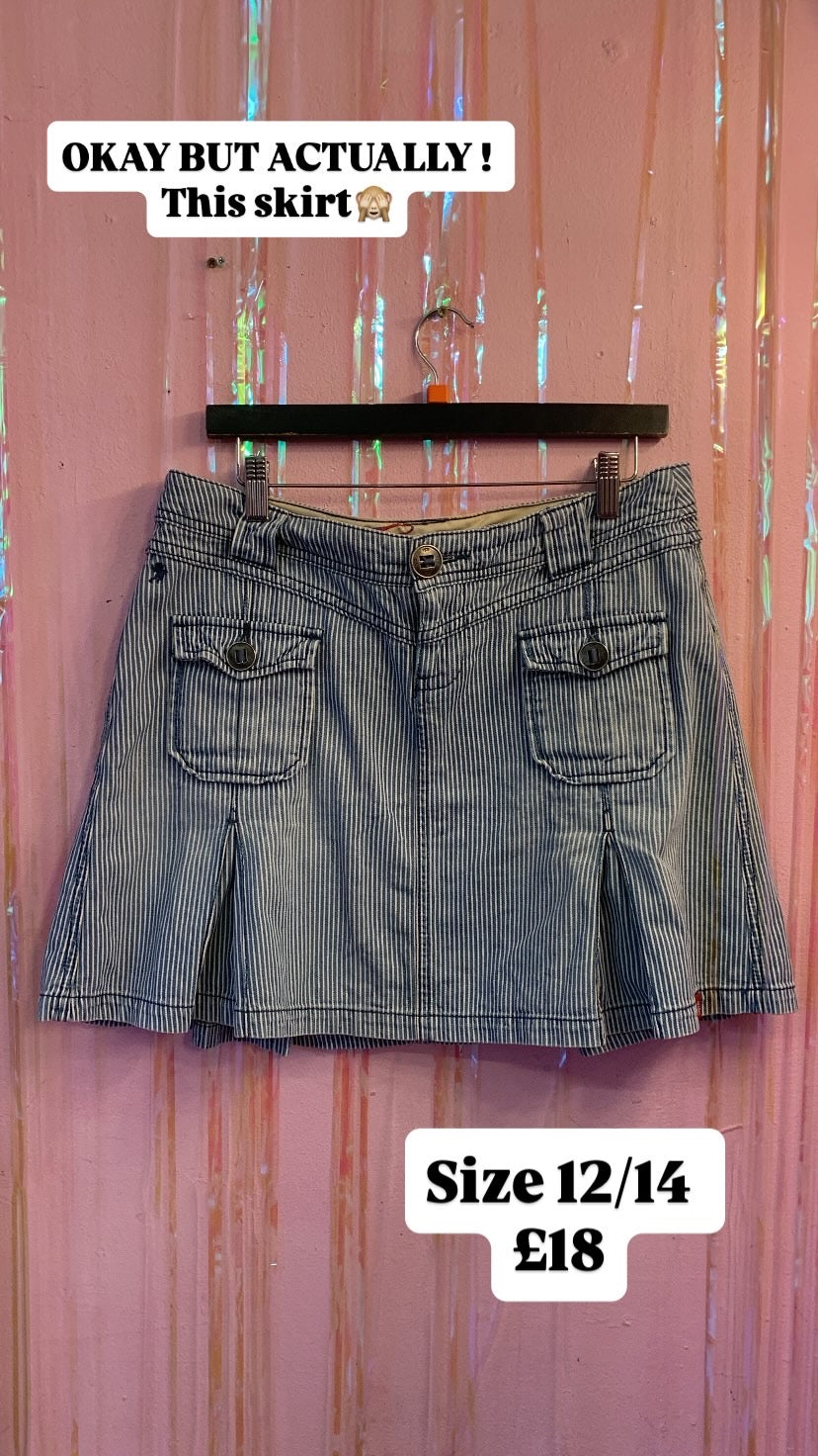 Striped denim miniskirt
