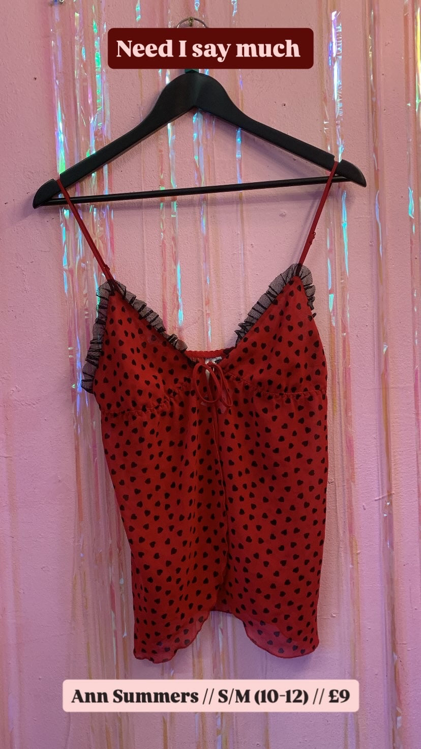 Ann Summers Loveheart Negligé Top