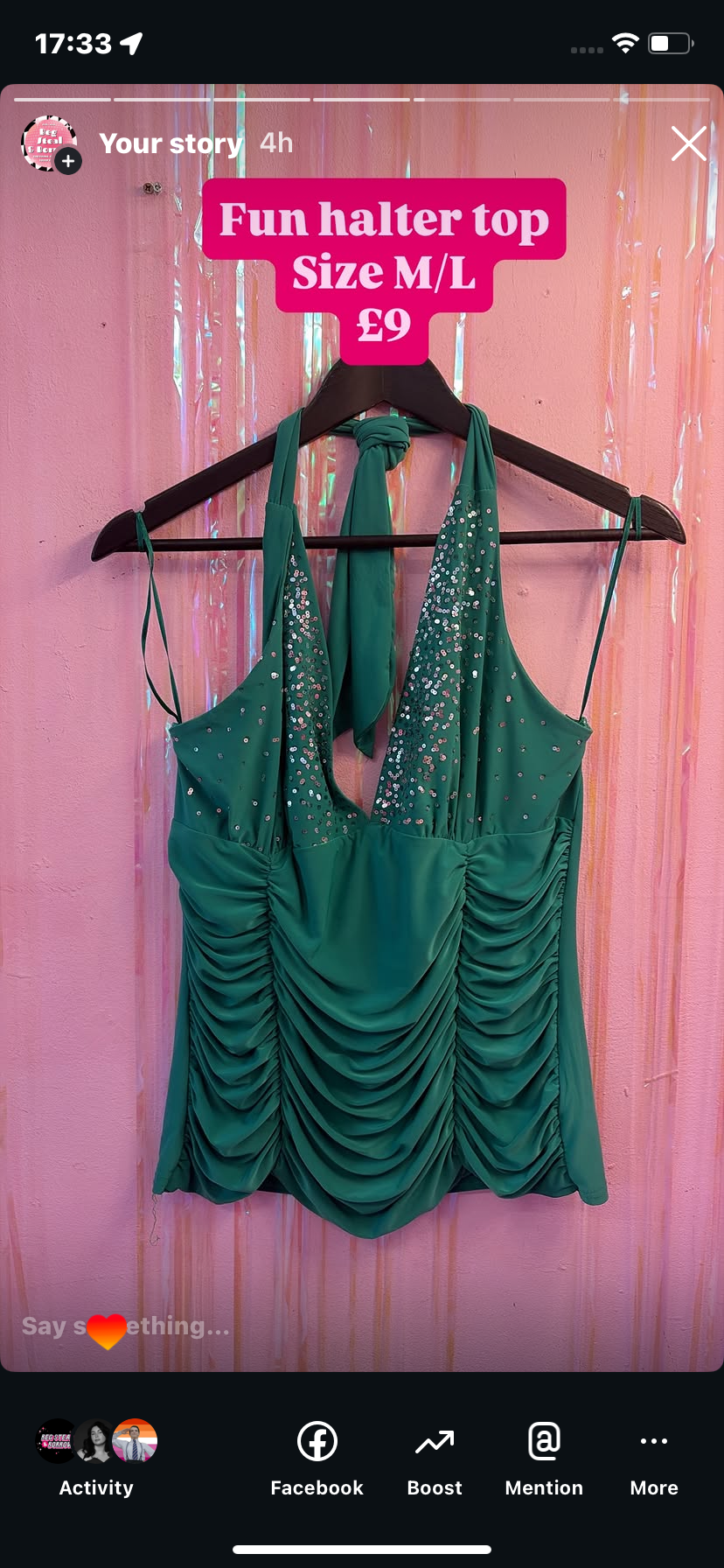 Green sequined top