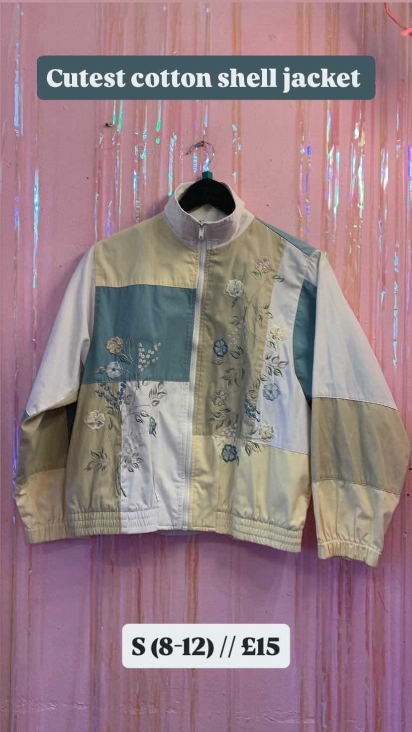 Embroidered Shell Zip-up Jacket