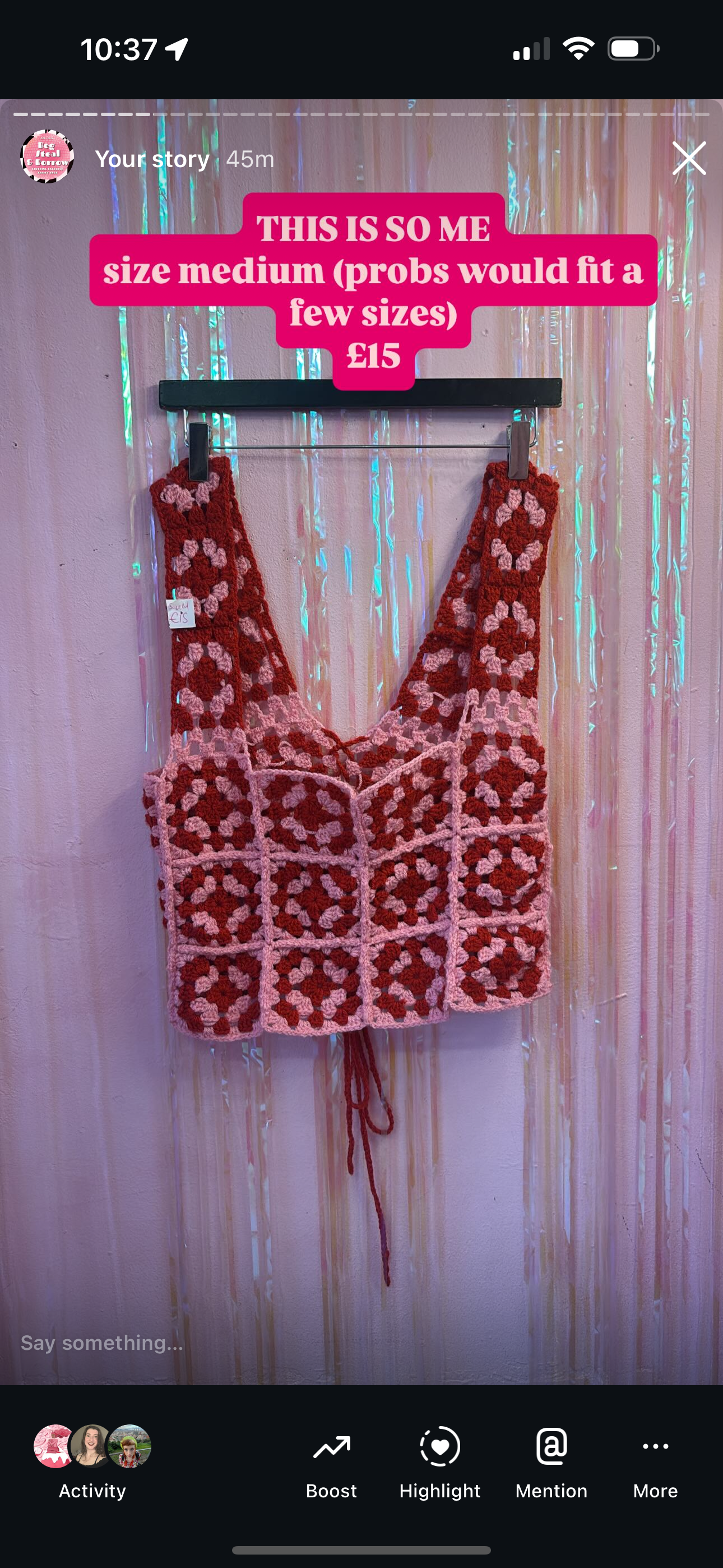 Crochet pink red top