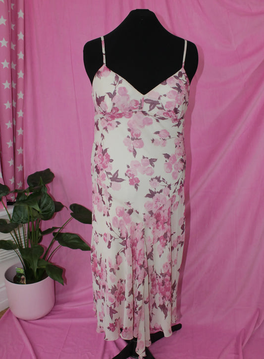 Debenhams Pink and White Floral Dress- Size 14