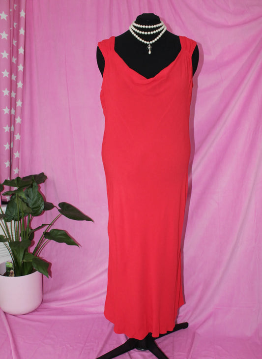 Wallis Red Cowl Neck Dress- Size 18