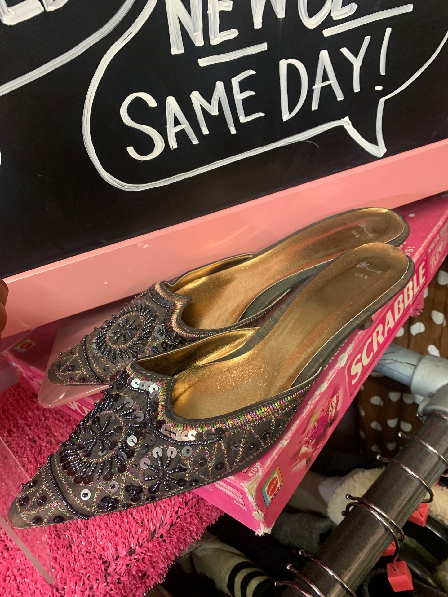 Sequin kitten heels