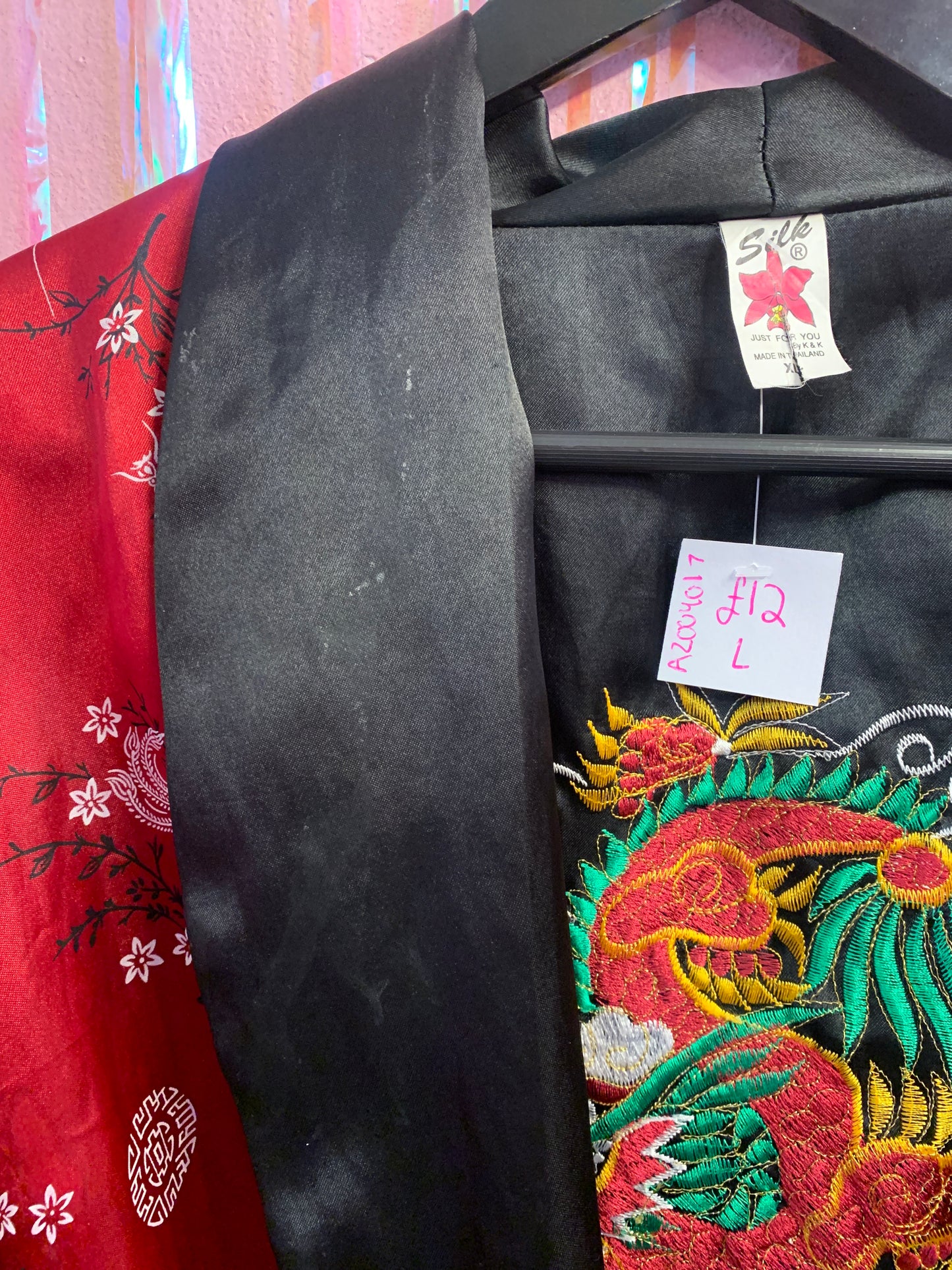 Reversible silk robe
