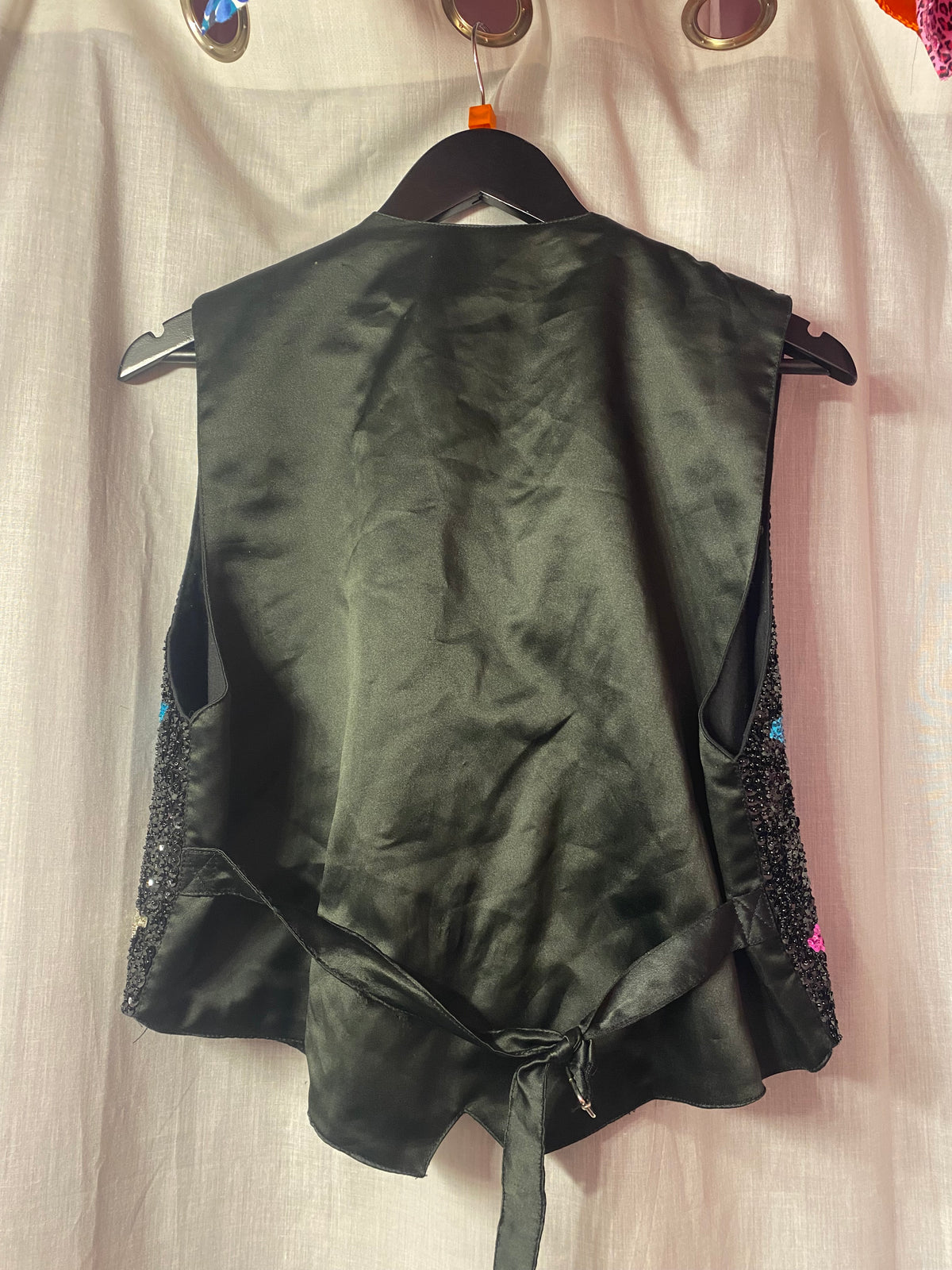 Vintage Star Sequin Waistcoat Size M
