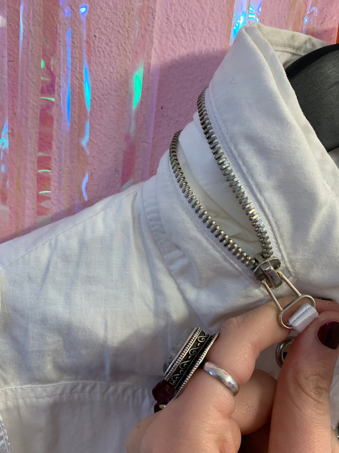 White zip up jacket
