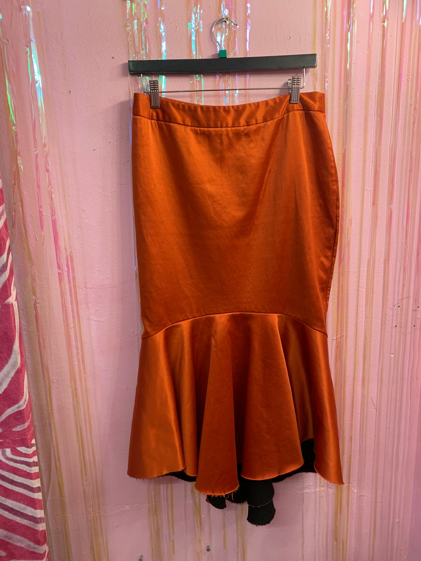 Orange fit and flare skirt