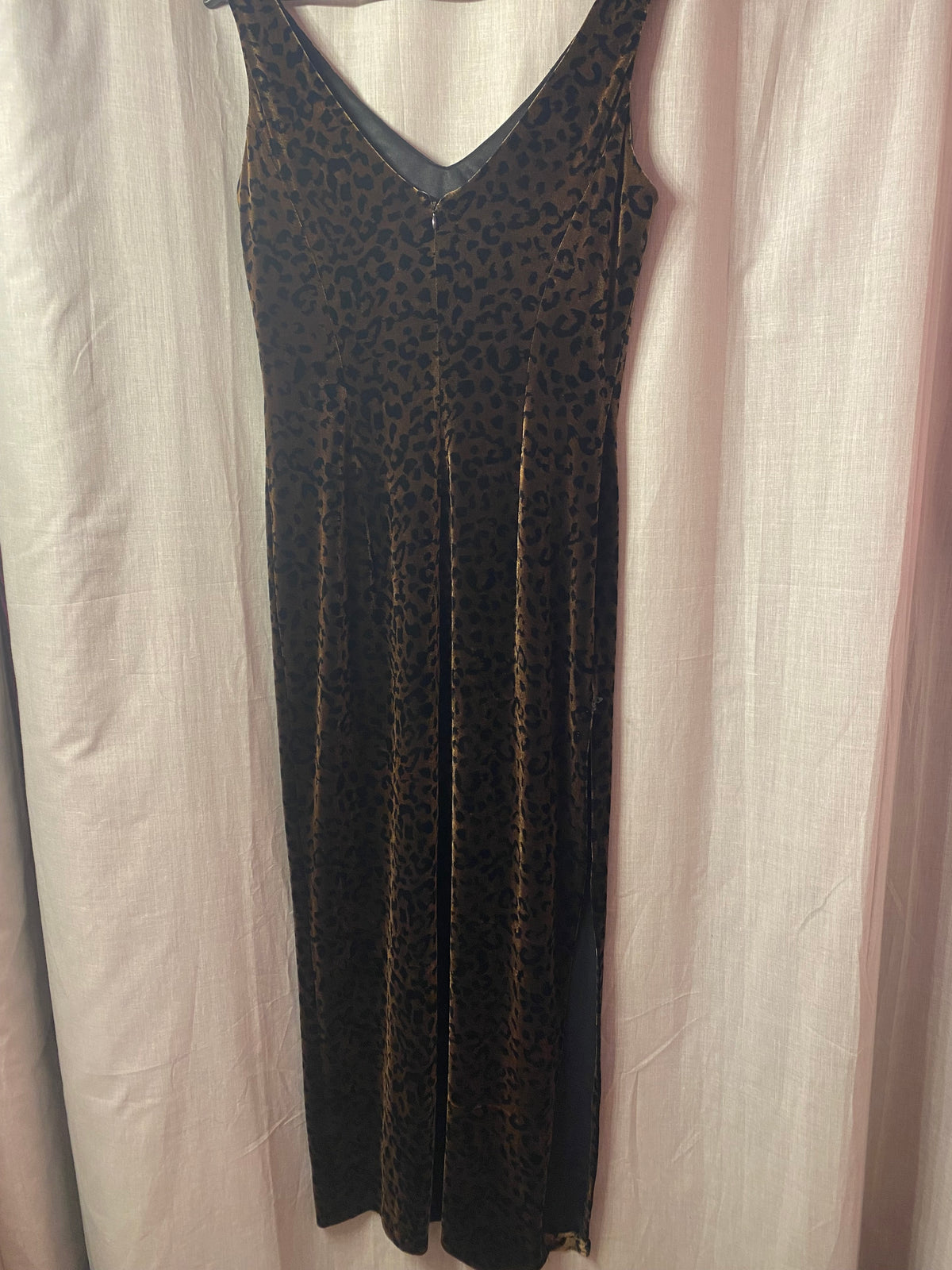 Alfred Sung Crushed Velvet Leopard Print Maxi Dress Size 10