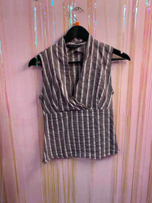 Pink and grey Striped top