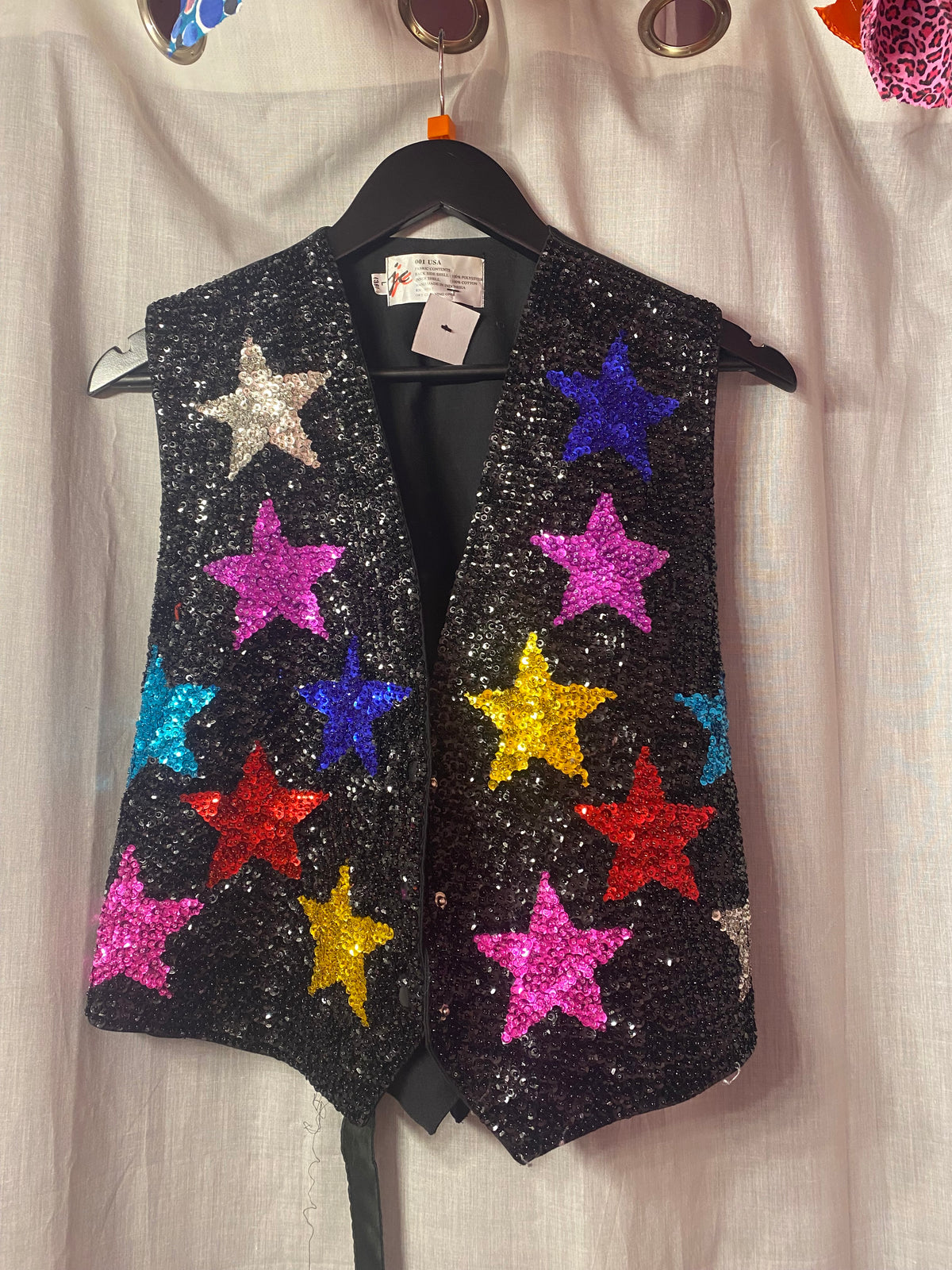 Vintage Star Sequin Waistcoat Size M