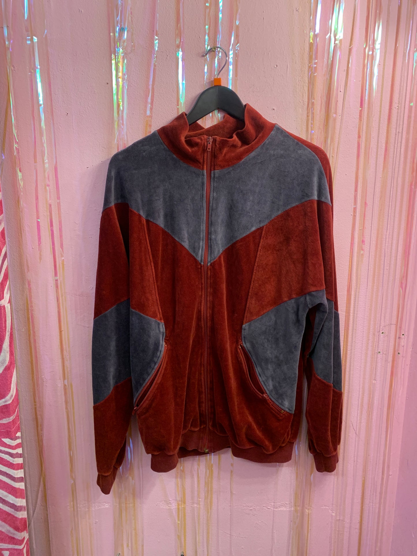 Red and grey Velour jacket