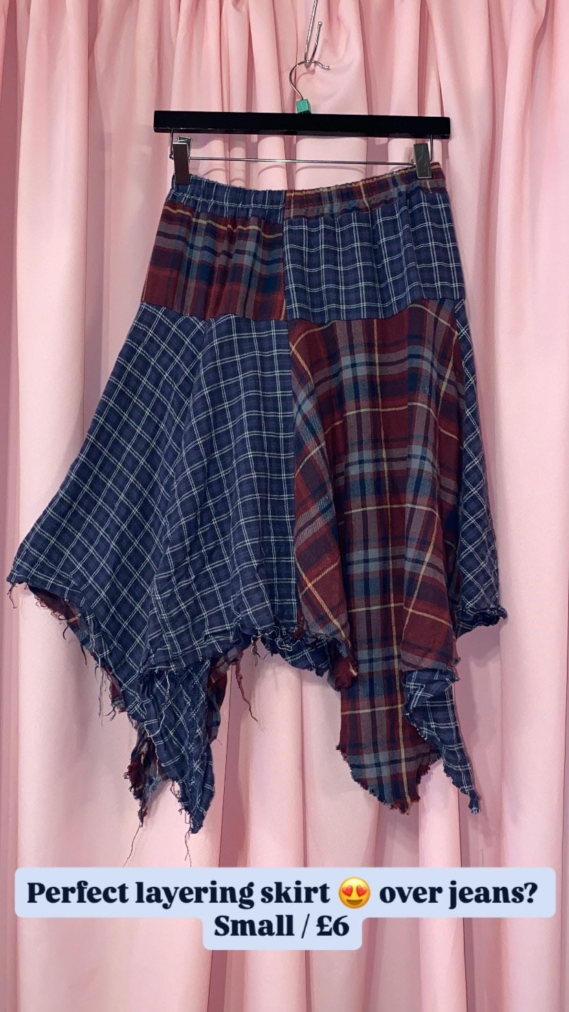 Punk distressed tartan skirt