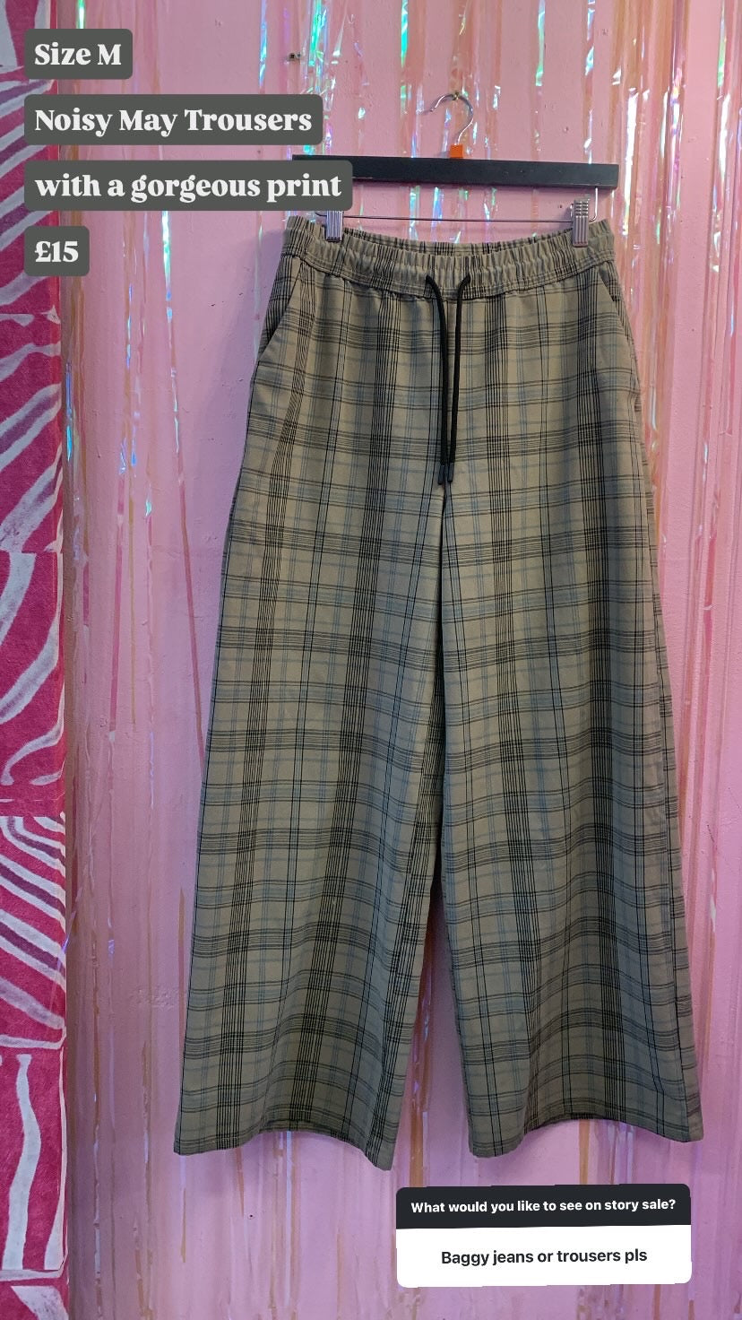 Noisy May Check drawstring trousers