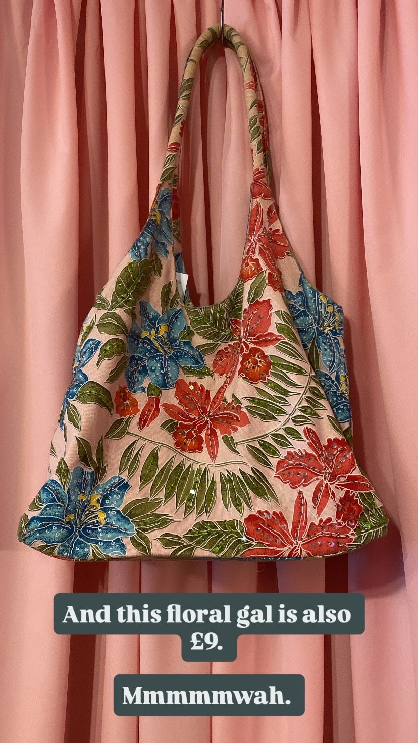 Floral bejewelled tote