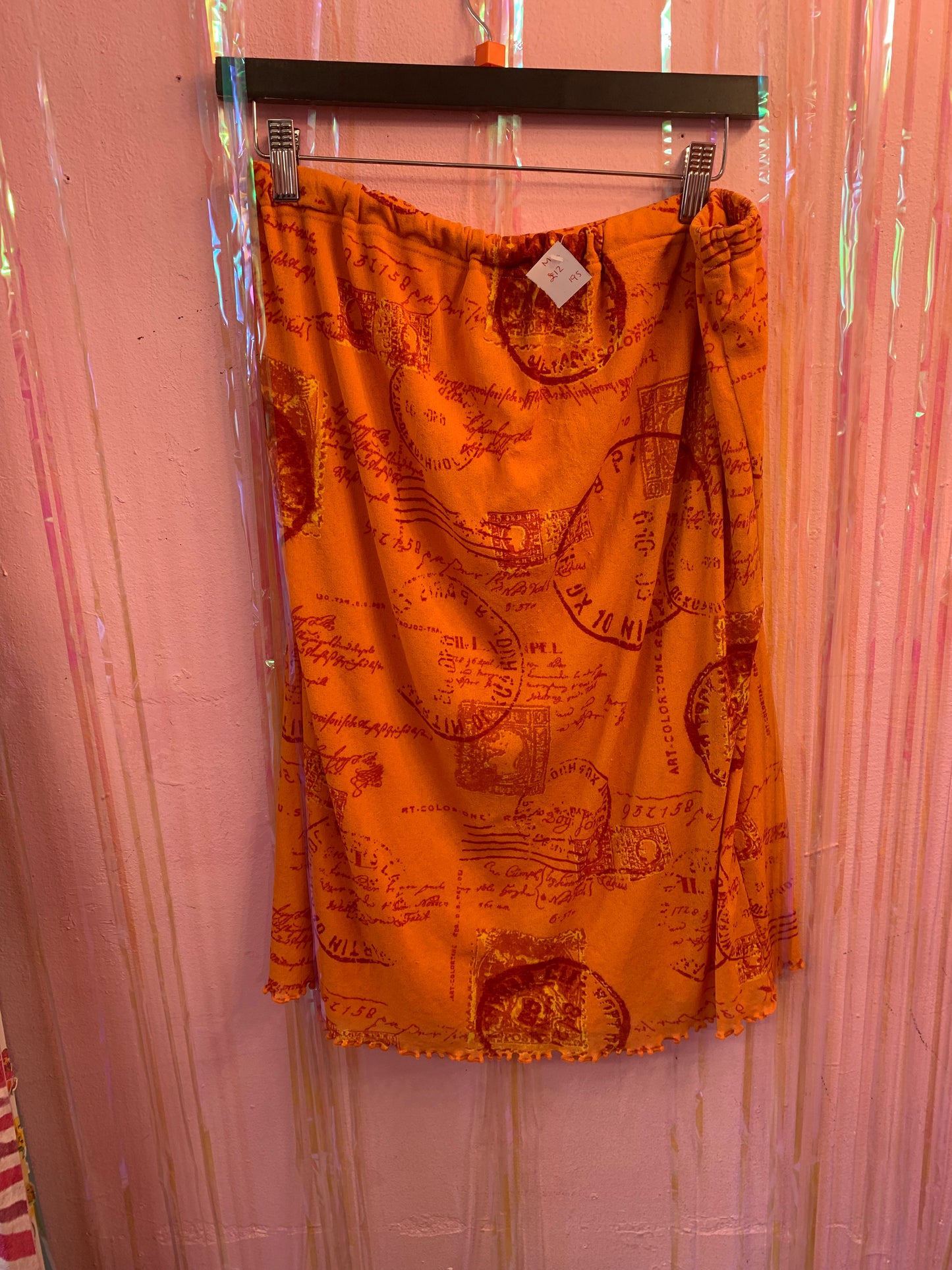 Orange midi skirt