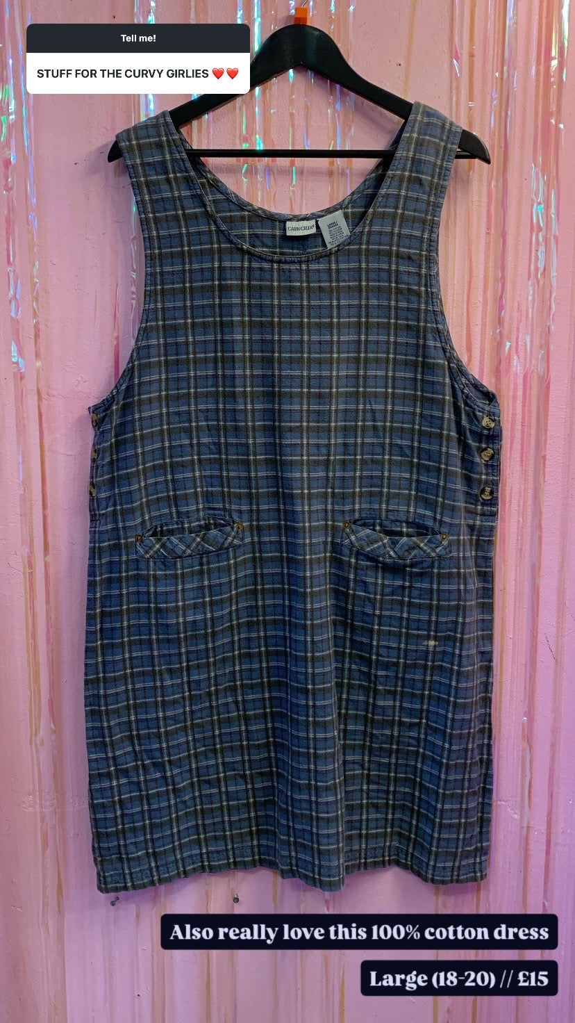 Check cotton bib dress and cardi