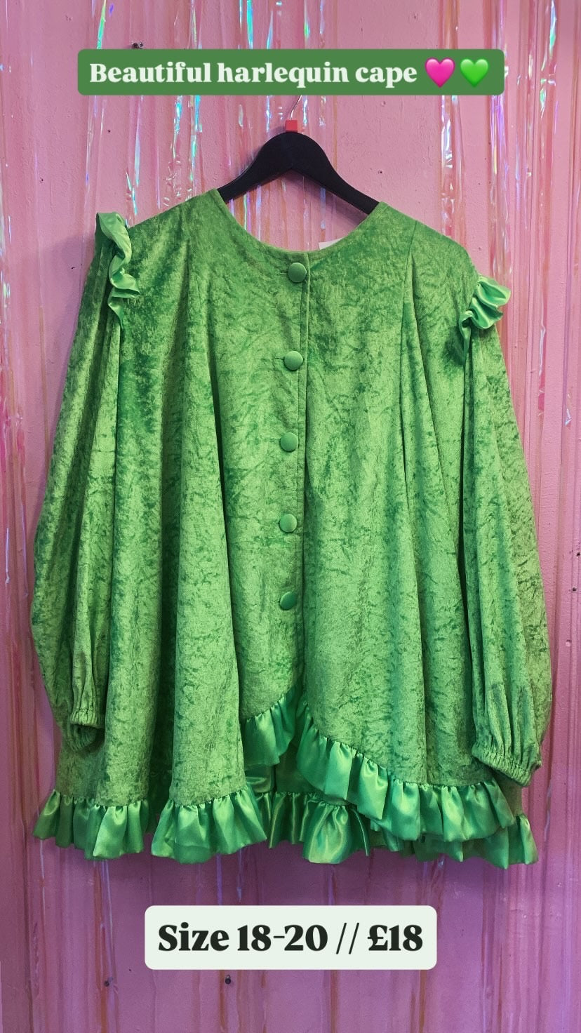 Green velvet harlequin cape