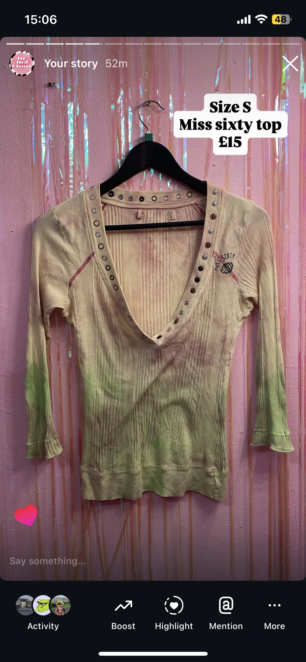 Miss sixty top and Jane Norman sweater
