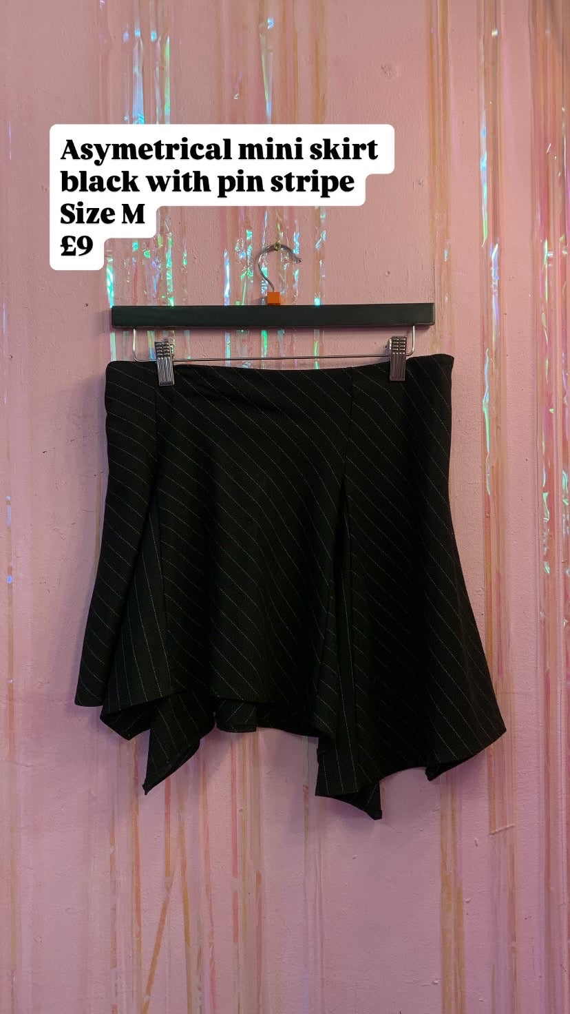 Asymmetrical Pinstriped Skirt