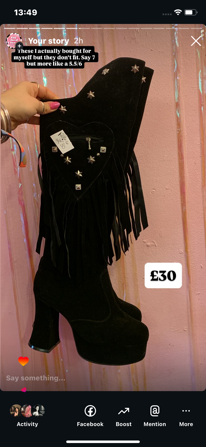Black fringe boots