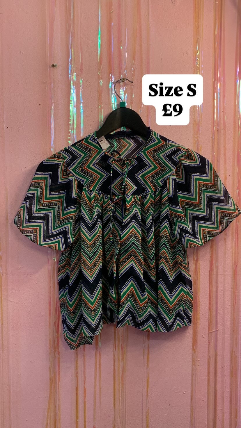 Tie-up Print Blouse