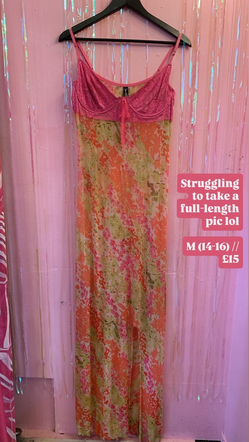 Mesh Floral Maxi Negligé
