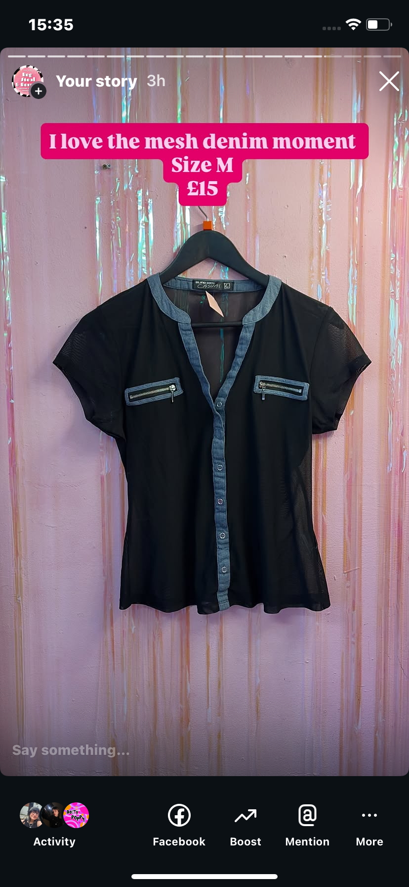 Black mesh top