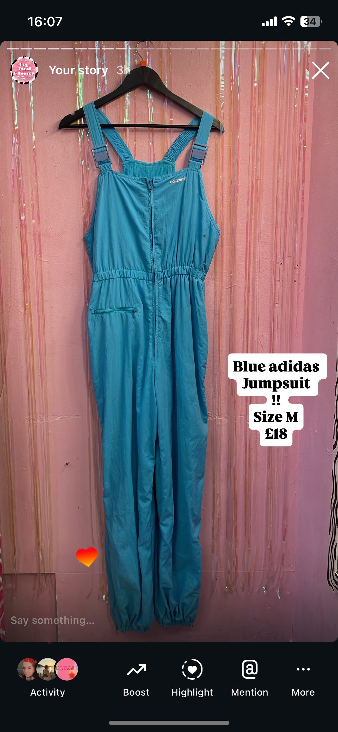 Blue adidas jumpsuit