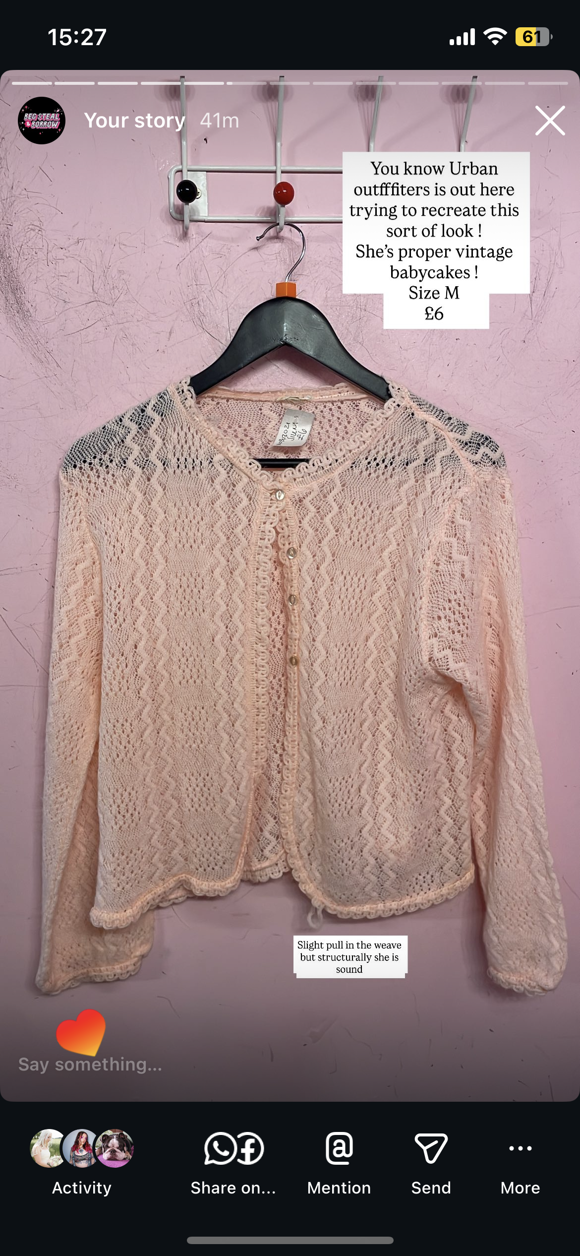 Cardi pink made for angels