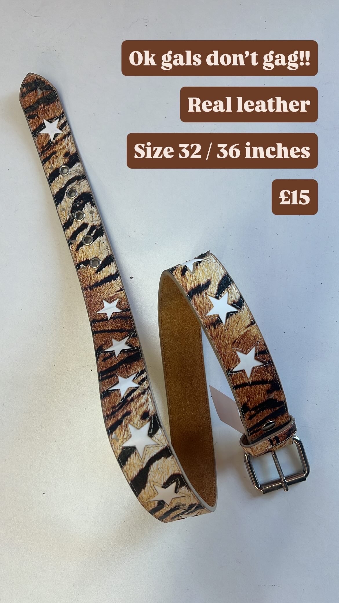 Tiger star leather belt