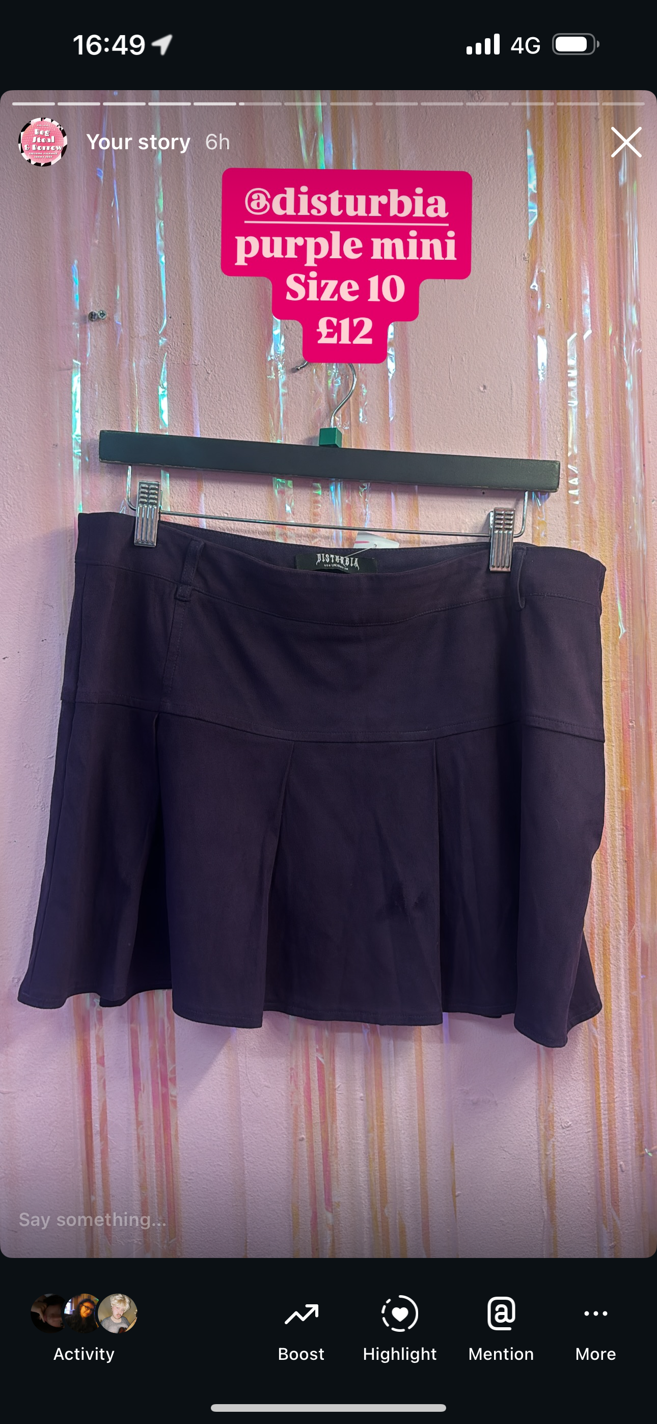 Disturbia purple skirt