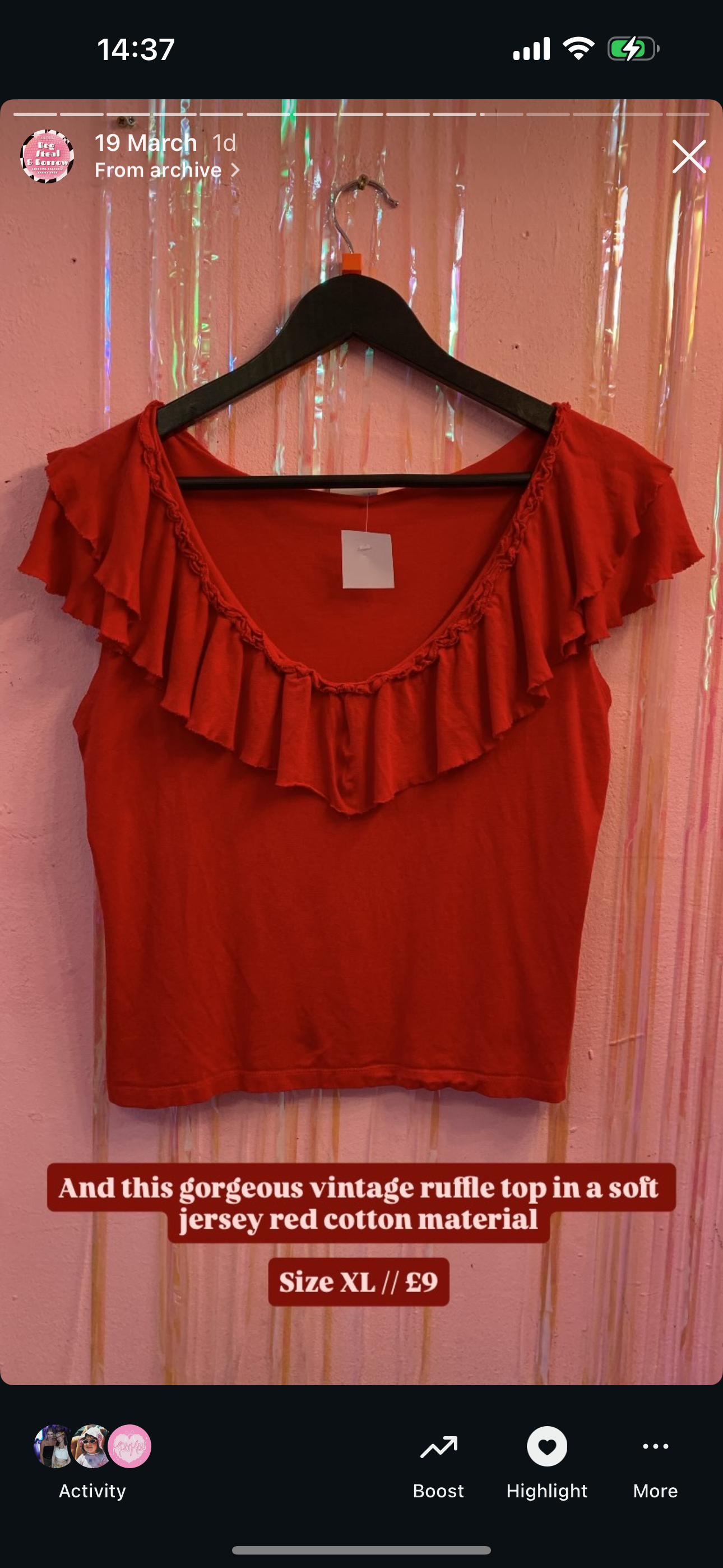 Red ruffle top