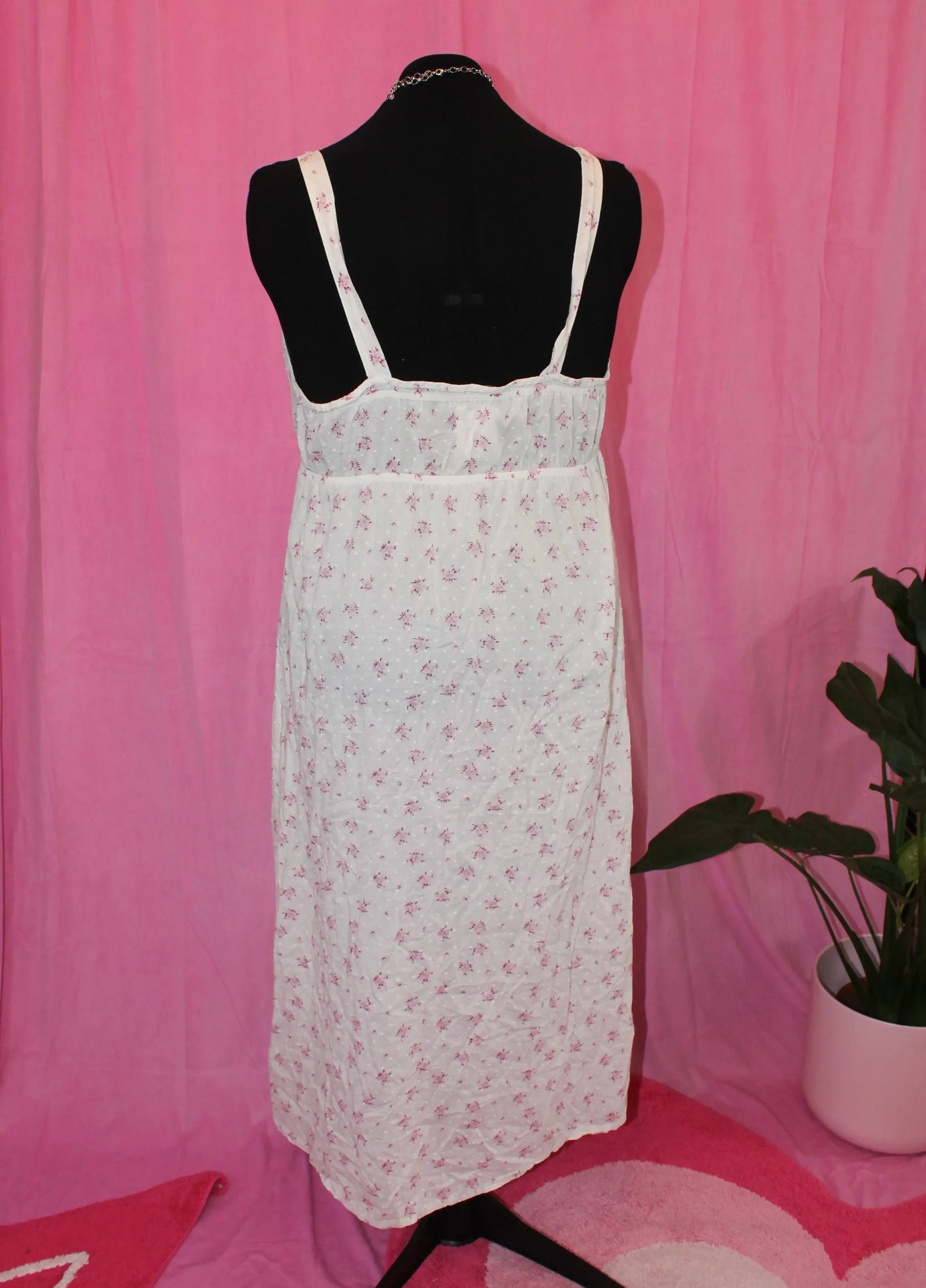 Vintage | Dress | White & Pink | Size XXL