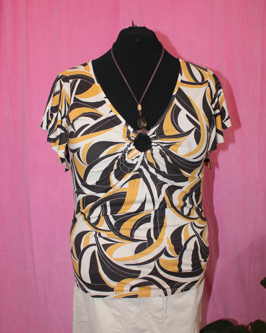 Evie | Top | Brown Abstract | Size 18/20