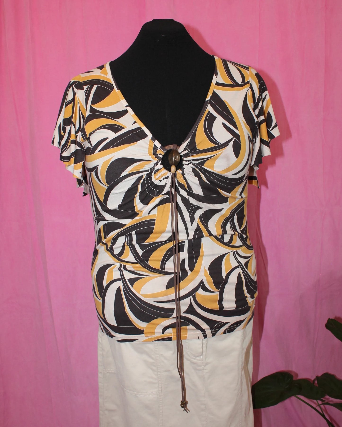 Evie | Top | Brown Abstract | Size 18/20