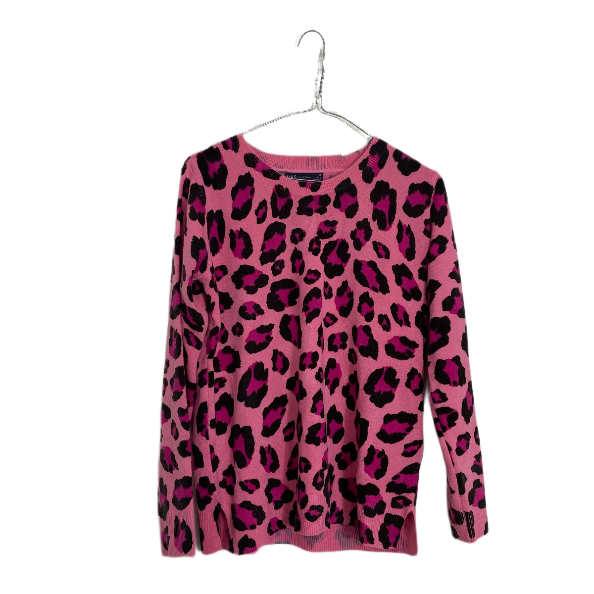 M&S Pink Leopard Print Sweater- Size 12