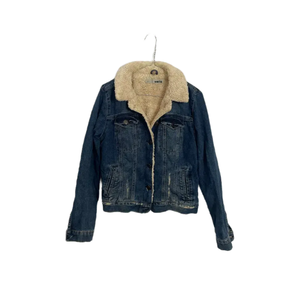 Topshop Fur Lined Denim Jacket - Size 10