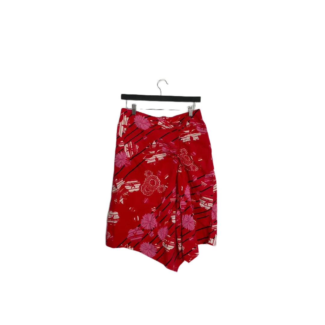 Red Tropical Asymmetrical Skirt- Size S