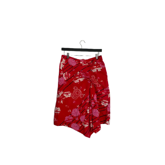 Red Tropical Asymmetrical Skirt- Size S