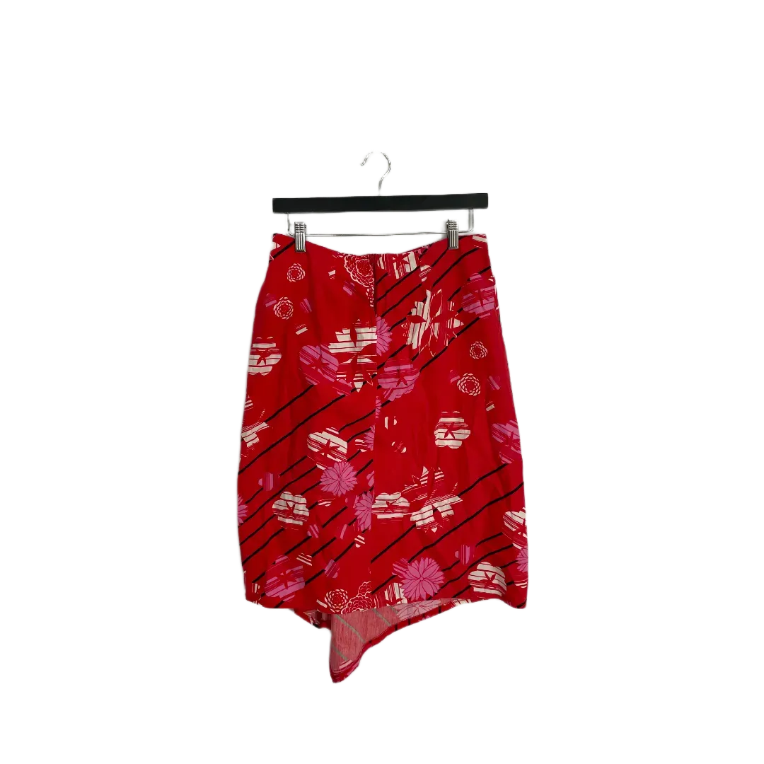 Red Tropical Asymmetrical Skirt- Size S