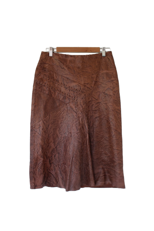 Brown Leather Skirt- Size M 12