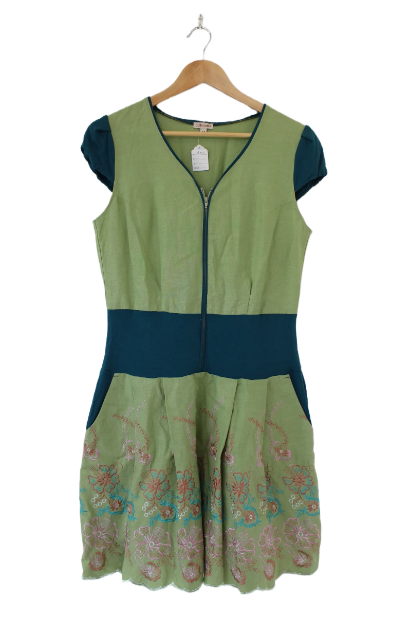 Linen Embroidered Dress- Size M 12